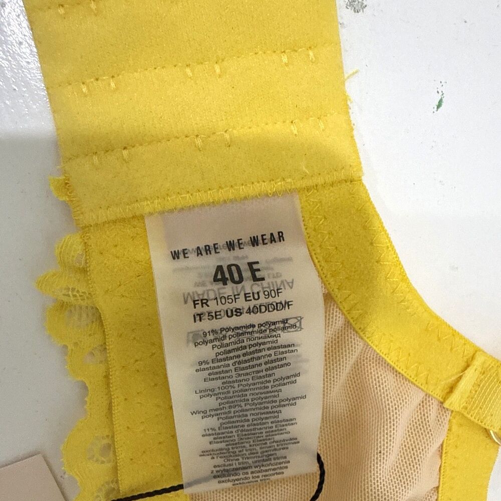 We Are We Wear Every Night Curve Underwire Lace Push Up Bra Bright Yellow Sz 40E - Picture 6 of 7